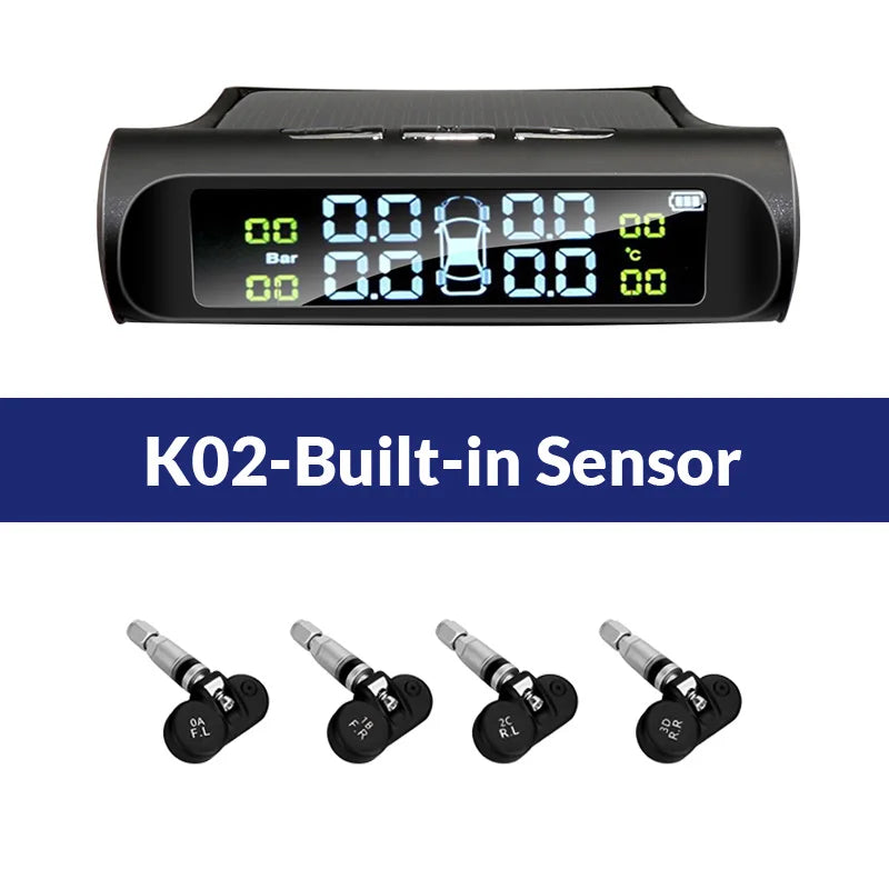 E-ACE Solar TPMS Car Tire Monitor Tire Pressure Sensor Auto Security Alarm Systems Digital Display Tyre Pressure - MegaloDrop