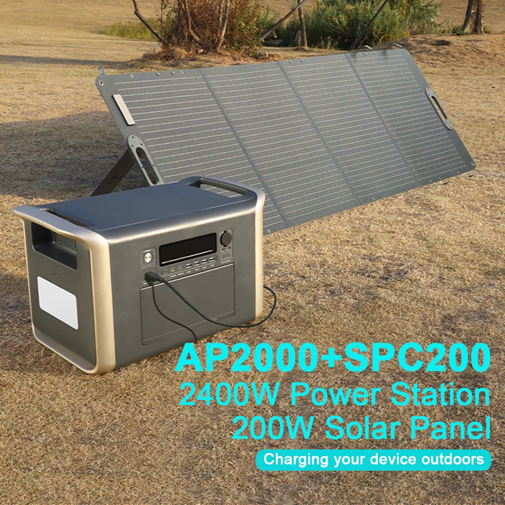 Camping Portable Power Station Solar Generator 1000W 2000W Lifepo4 Battery 220V AC Outlets Power Flexible Solar Panel Equipment - MegaloDrop