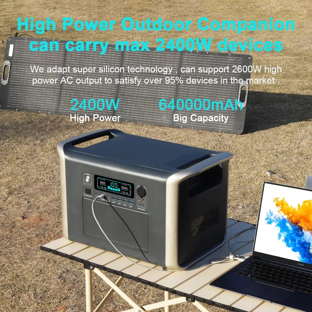 Camping Portable Power Station Solar Generator 1000W 2000W Lifepo4 Battery 220V AC Outlets Power Flexible Solar Panel Equipment - MegaloDrop