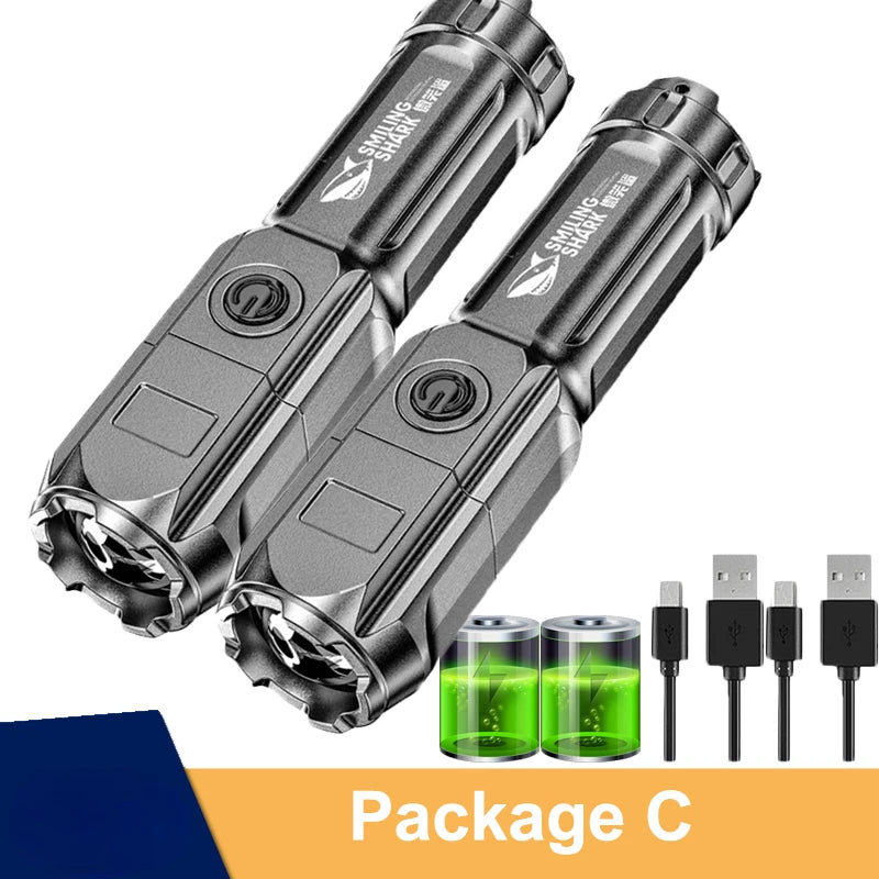 Powerful LED Flashlight Rechargeable USB 18650 Waterproof Zoom Fishing Hunting 100000 Lumens Tactical Flashlight LED Flashlight - MegaloDrop