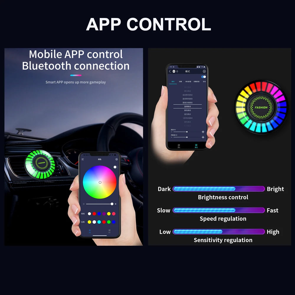 Car Music Rhythm Lamp – RGB LED Atmosphere Light with Sound Control & App Options. - MegaloDrop