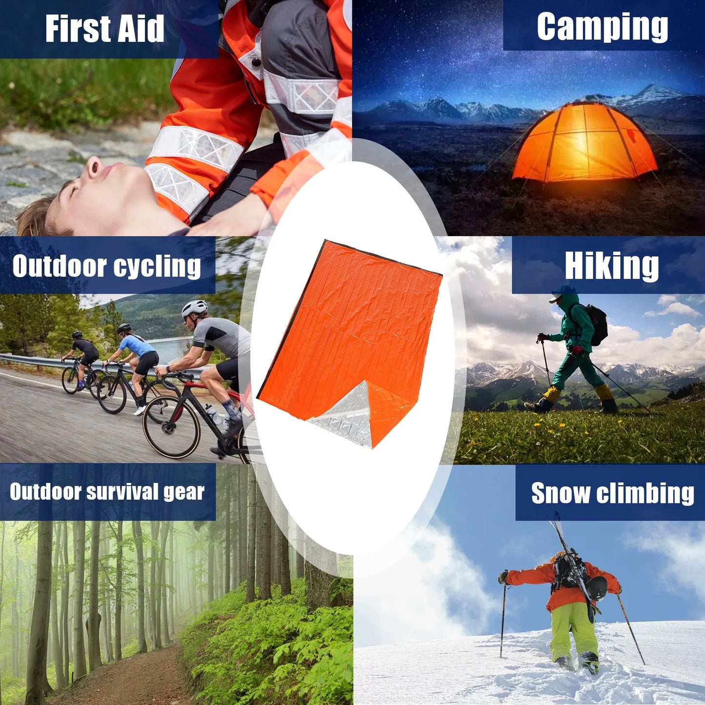 Portable Waterproof Emergency Survival Sleeping Bag Outdoor Edc Camping Gear Thermal Sack First Aid Rescue Kit Mylar Blanket - MegaloDrop