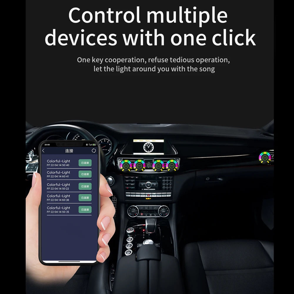 Car Music Rhythm Lamp – RGB LED Atmosphere Light with Sound Control & App Options. - MegaloDrop