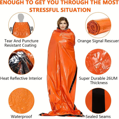 Portable Waterproof Emergency Survival Sleeping Bag Outdoor Edc Camping Gear Thermal Sack First Aid Rescue Kit Mylar Blanket