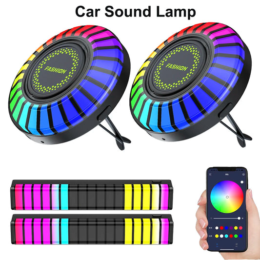 Car Music Rhythm Lamp – RGB LED Atmosphere Light with Sound Control & App Options. - MegaloDrop