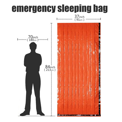 Portable Waterproof Emergency Survival Sleeping Bag Outdoor Edc Camping Gear Thermal Sack First Aid Rescue Kit Mylar Blanket